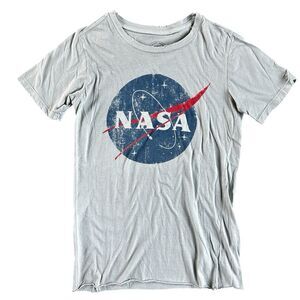 NWOT Recycled Karma Vintage Inspired NASA 100% Cotton Distressed Tee in Gray XS